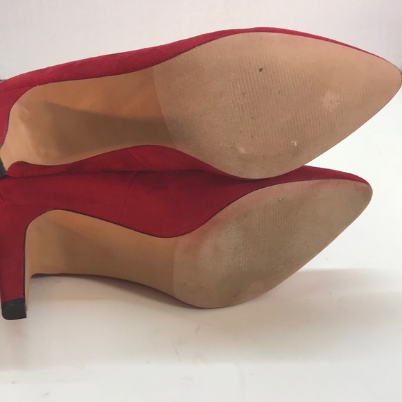 Coach & Four Red SuedeLike PointedToe Heels Sz 10 - Picture 6 of 8